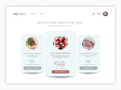 Daily Ui - Day 30 - Pricing bouquet daily ui design digital design flowers pricing page relationships ui ux