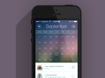 Calendar App blurred calendar clean date dublin ios7 iphone ireland ui white