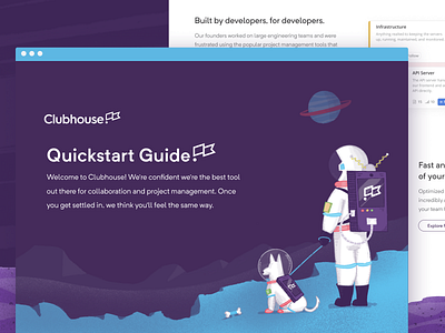 Quickstart Guide astronaut branding onboarding quickstart space space dog spaceman