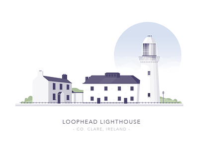 Loophead Lighthouse, Co. Clare, Ireland architecture illustration lighthouse vector