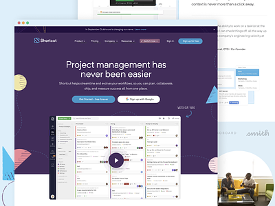 Shortcut Homepage circles handdrawn hero homepage illustration lines procreate project management purple shapes shortcut