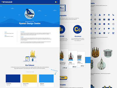 Ryanair Design Centre Case Study centre colour design fly holiday iconography icons plane ryanair style styleguide travel