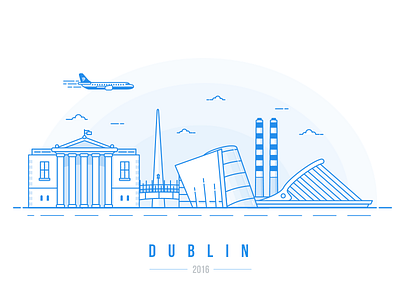 Dublin Calling... airplane airport bridge dublin eire fly gpo halfpenny bridge illustration ireland irish skyline