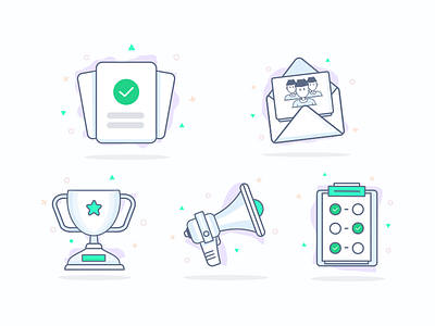 Huddle Set betting collection cup enevlope icon illustration megaphone passive people set vector