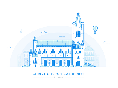 Christ Church Cathedral - Dublin architecture blue church city cityscape custom house dublin eire illustration ireland landmark