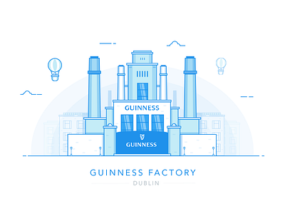 Guinness Factory blue city cityscape custom house dublin eire factory guinness illustration ireland landmark