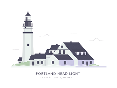 Portland Head Light, Cape Elizabeth, Maine architecture building home house illustration landscape light lighthouse sea