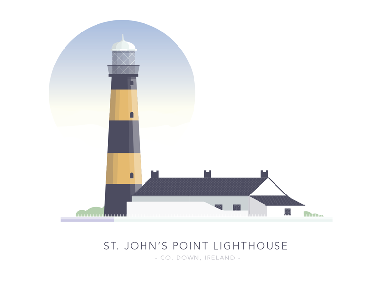 St. John's Point, Co. Down, Ireland building down home house illustration ireland landscape light lighthouse lighthouse st. johns point sea