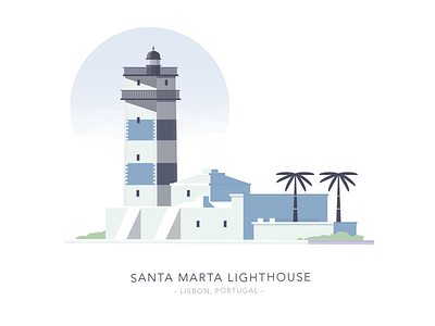 Santa Marta Lighthouse, Lisbon, Portugal building home house illustration ireland landscape light lighthouse lisbon portugal sea