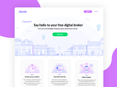 Landing Page - Lineart building city cityscape concept iconography illustration insurance landing page lineart mortgage overlay