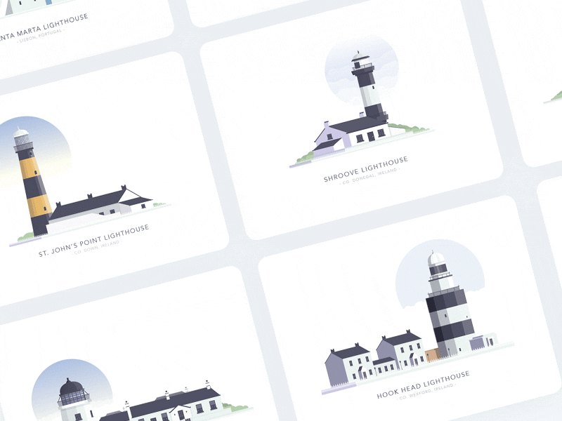 Lighthouses of the World - Series architecture building flat house illustration light lighthouse process simple
