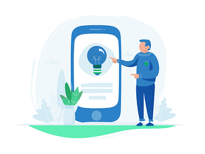 Mobile Learning learn lightbulb man mobile people person plant