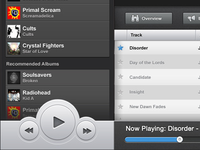 Music Player app application interface ipad music music player player ui user interface