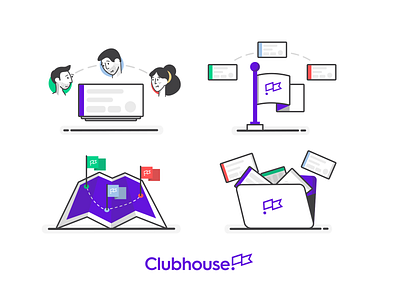 Operation Joy Illustration cards clubhouse flag folder icons illustration management map project