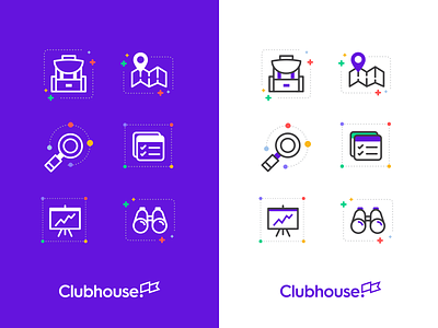 Clubhouse Icons branding icon icon design iconography icons illustration map reports search