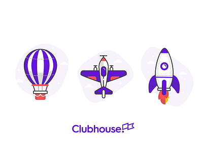 Moving Set airplane balloon branding design icon illustration paper airplane plane rocket travel vector