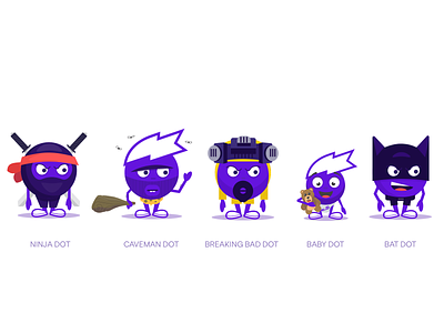 More Dot! batman character clubhouse dot mascot ninja purple