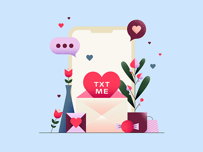 Happy Valentine’s Day from Attentive branding illustration marketing sms text messaging valentines day