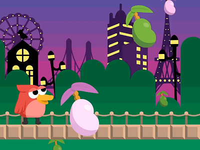 Bird Beans Re-Animated after effects animation beans bird character design cityscape design ds game game art game design illustration night pyoro simple ui vector wario