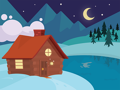 Moonlit Cabin