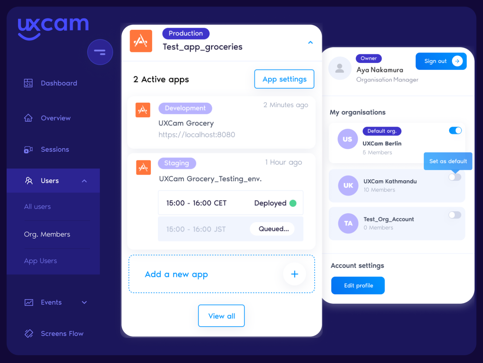 UXCam App Management Modules by Thabo Mbuyisa on Dribbble