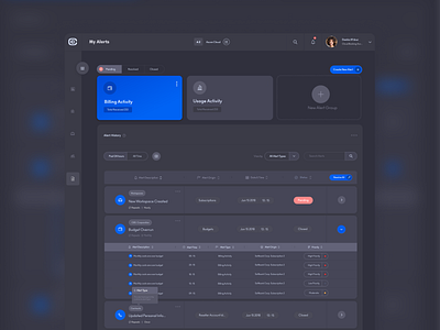 CloudConfig Portal Alerts app design azure b2b software design cloud cloudportal dark app dark mode dark ui dashboard dashboard ui design enterprise software enterprise ux enterpriseui interface design microsoft software design ui ui ux uidesign