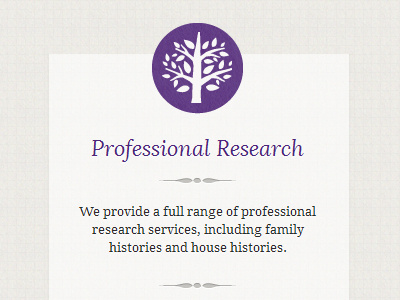 Ancestral Research Website icons lora italic purple