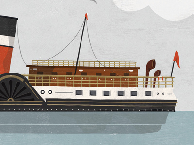 Boat illustration boat nautical ocean wood texture paddle steamer seas cloud vector