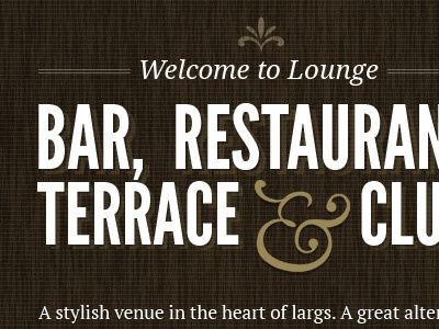 Bar and restaurant site ampersand droid serif league gothic typography wooden