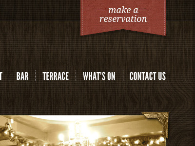 Bar and restaurant site droid serif frame navigation red tag texture wooden