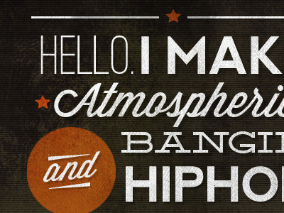 Hiphop producer site black deming orange typography wisdom script