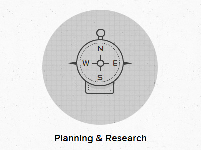 Planning and research compass grey grid iconography