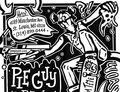Pie Guy - 2021 Design Contest Entry animal character character design design drawing grunge illustration illustrative pizza typography