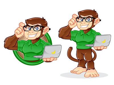 Code Monkey animal banana character design geek mascot mascot design monkey nerd