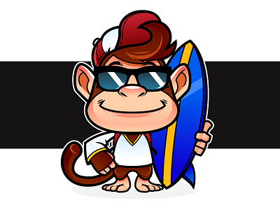 Summer Monkey beach cartoons character design mascot design monkey summer