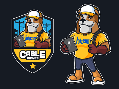 Vozzcom Cable Dawgs animal design bulldog cable service character design dogs mascot design