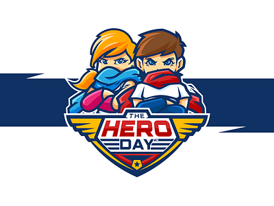 The Hero Day Kids cartoons character design funday mascot ninja obstacle course sports logo design