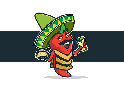 Chili Taco burito cartoon character design chili food mascot design mexican spicy taco