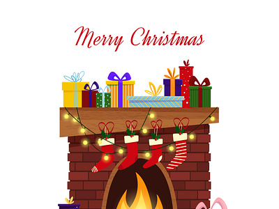 Christmas Fireplace christmas fireplace flat graphic design illustration vector