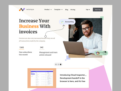 Business Invoices Web Header color design f figma ui design we website