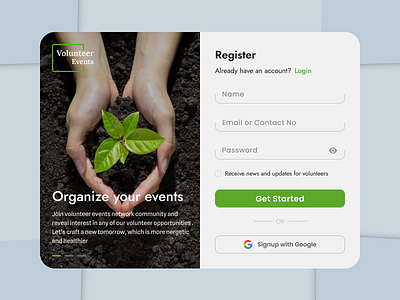 Sign Up For Volunteer Event daily ui figma login signup ui