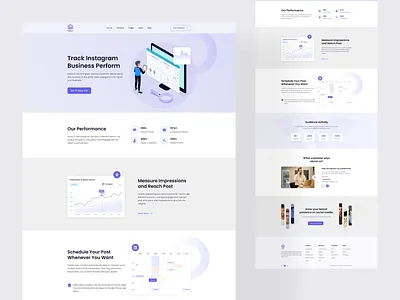 Amplegrow - Instagram analytics Saas app Landing Page 2022 analytics analytics landing page chart clean creative design growth instagram landing page minimal minimalist saas saas design saas landing page software statistic trendy typography uiux