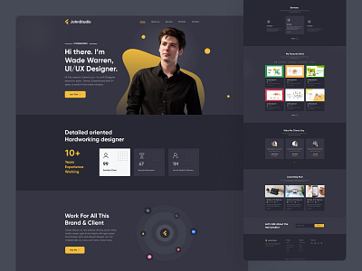 John Studio - Personal Portfolio Landing Page 2022 clean clean ui clear ui design creative dark dark ui design lading design landing page dsign minimal personal portfolio portfolio landing portfolio website trendy typography ui design uiux web design