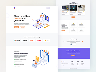 Eduhub - Online Education Landing Page 2022 clean ui course creative design e learning e learning landing education landing page design minimal online online education school study trendy typography ui uiux ux