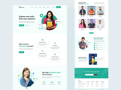 Edusmart Education Landing Page 2022 clean clean ui course creative e learning education landing page learning learning online minimal modern style guide teaching trendy tutor typography ui design uiux web design