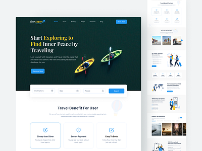 TourExpert - Website Landing Page 2022 animation clean clean ui creative design destination landing page design minimal modern style guide tour tour booking tourism travel travel agency travelling trip typography uidesign