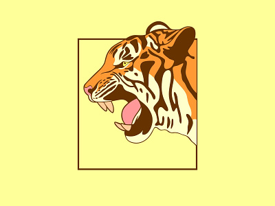 tiger face with square frame