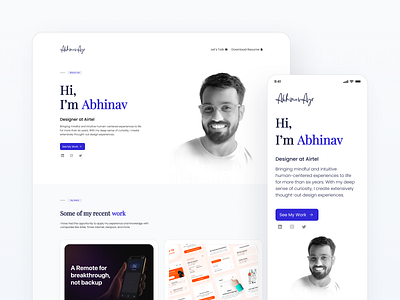 Personal Portfolio: AbhinavAgr V3.0 agency app branding catalogue design landing page personal portfolio product design responsive studio ui ux website