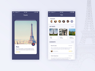 Tourism app design concept app design ios minimal paris tourism travel ui ux white