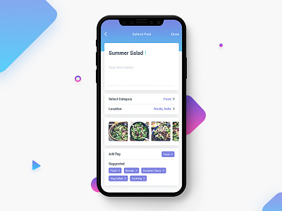 Submit Post Design add post app design food interaction interface ios iphone x mobile ui ux